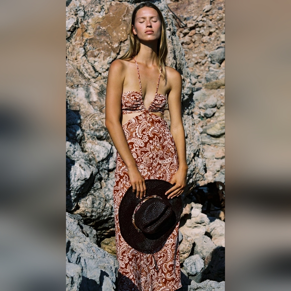 SOLD! Zara Brown Paisley Maxi Dress SOLD OUT Online